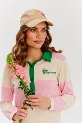 Blossom Haze knit polo dress